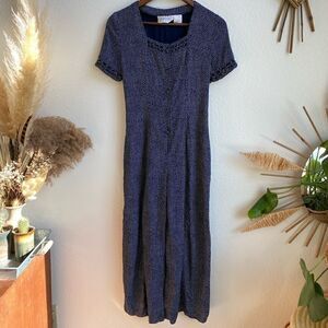 Vintage pellini blue polka dot wide leg jumpsuit